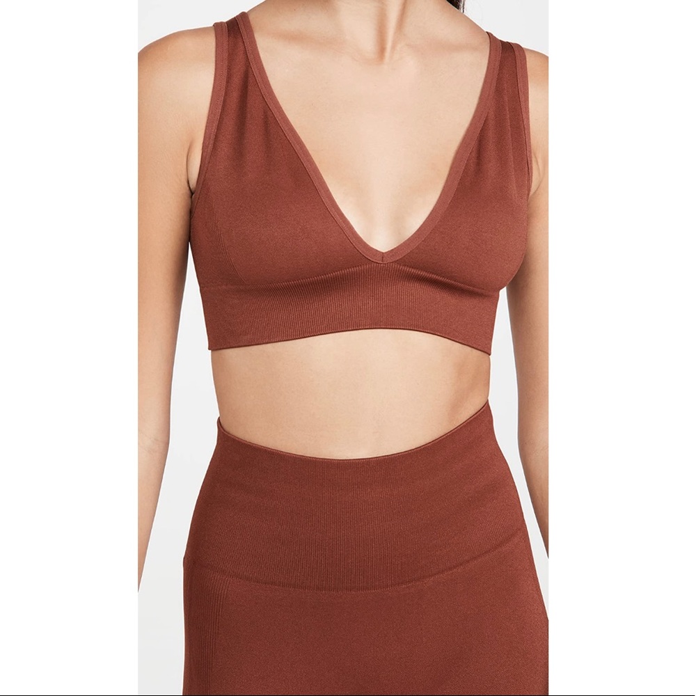 WeWoreWhat Active V Neck Bra Top | SHOPBOP
Color: Cinnamon Stick.